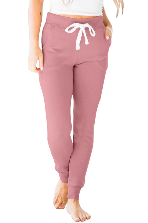 Fushia Drawstring Waist Pocketed Joggers