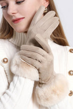 Parchment Rhombus Texture Plush Cuff Gloves