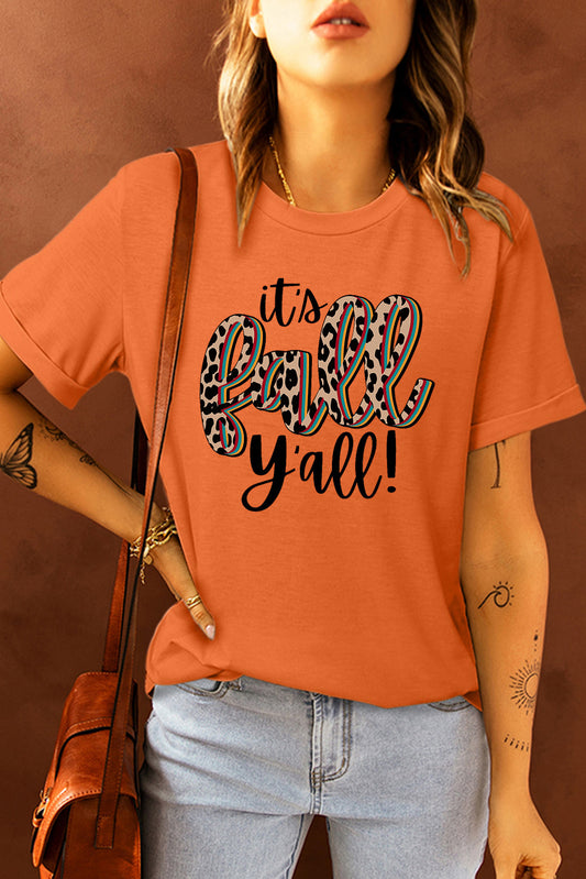 Its Fall Yall Animal Print Casual T Shirt