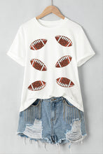 White Sequined Rugby Graphic Cotton T Shirt