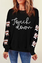 Black touch down Graphic Rugby Football Bowknot Patched Sleeve Sweatshirt