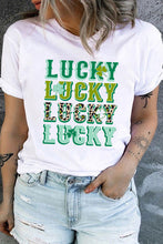 White Plus Multi LUCKY Graphic St. Patricks Clover T-shirt