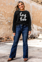 Hey Boo Letter Print Long Sleeve Pullover Sweatshirt