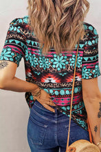 Green Western Turquoise Aztec Heart Shaped Graphic T Shirt