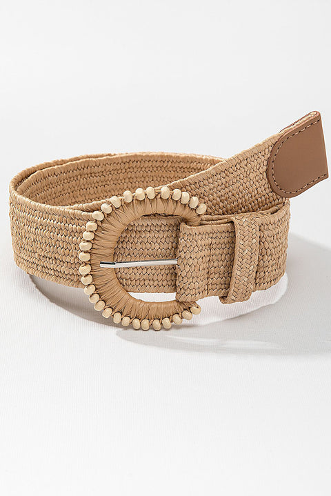 Camel Boho Beaded Straw Woven Belt