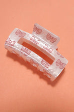 Light Pink Bow Knot Print Acrylic Square Hair Claw