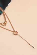 Gold Plated Double Layer O-Ring Long Stick Pendant Chain Necklace