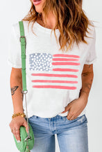 White American Flag Pattern Crew Neck Short Sleeve Tee