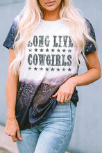 Black Tie Dye LONG LIVE COWGIRLS Graphic Crewneck T Shirt