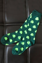 Dark Green St Patricks Clover Print Tube Socks