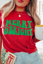 Red MERRY BRIGHT Letter Crew Neck Christmas T Shirt