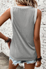 Gray Ribbed V Neck Tank