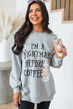 Gray I'M A NIGHTMARE BEFORE COFFEE Graphic Crewneck Sweatshirt