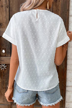 Lace Swiss Dot Cuffed Sleeves Top