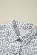 White Leopard Printed Flap Pocket Denim Jacket