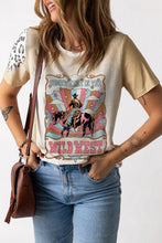 Khaki Bleached WILD WEST Cowboy Leopard Graphic Tee