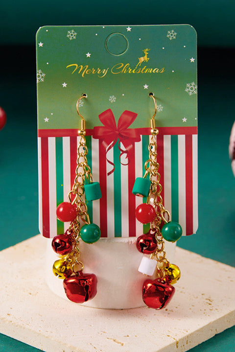 Racing Red Christmas Style Bells Dangle Hook Earrings