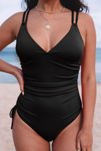 Adjustable Straps Ribbed Knit One Piece Swimsuit