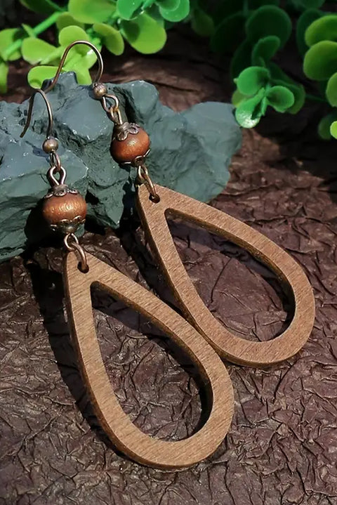 Chestnut Vintage Hollowed Waterdrop Shape Hook Earrings