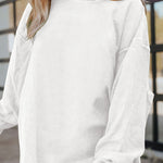 White Ribbed Corduroy Oversized Sweatshirt