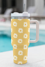 Yellow Daisy Print Handle Stainless Steel Portable Cup 1200ml