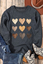 Gray Valentine Heart Graphic Corded Sweatshirt