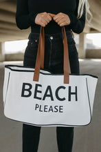 Bright White BEACH PLEASE Print Bolsa grande de lona 