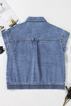 Ashleigh Blue Acid Wash Elastic Hem Button Up Denim Vest