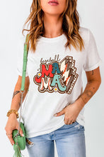 White MAMA Baseball Bolt Graphic T Shirt