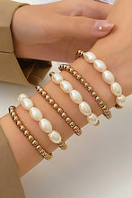 Gold Plated Pearl Beaded 6 Pcs Bracelet Set