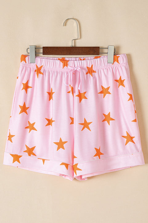 Pink Stars Short Sleeve Shirt and Shorts Bamboo Pajama Set