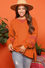 Carrot Fleece Patchwork Side Slits High Low Sweatshirt