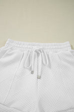 White Textured Half Zip Tank Top Drawstring Shorts Set