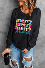 Black Merry Christmas Painted Crew Neck Graphic Sweatshirt