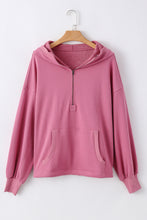 Valerian Solid Kangaroo Pocket Half Zipper Oversized Hoodie