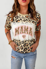 Leopard MAMA Heart Leopard Plaid Print O Neck T Shirt