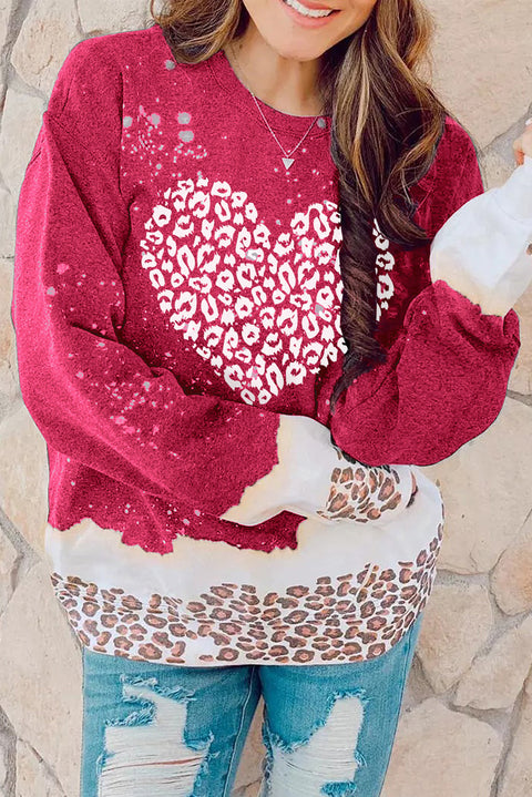 Snowy Christmas Graphic Leopard Bleached Sweatshirt