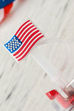 White American Flag Print PVC Soft Plastic Straw Lid