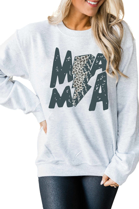 Khaki MOM MODE Leopard Print Long Sleeve Sweatshirt