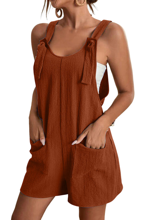 Adjustable Straps Pocketed Textured Romper