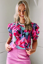 Floral Print Shirred Puff Sleeve Blouse