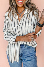 Black Stripe Chest Pocket Buttoned Oversized Shirt