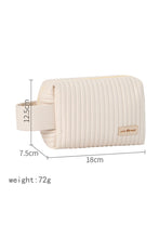 Beige Stitching PU Leather Round Zipped Side Handle Makeup Bag