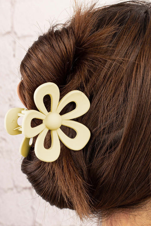 Camel Sweet Hollowed Flower Shape Claw Clip