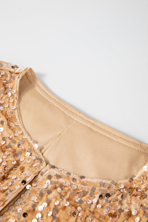 Golden Fleece Sequined Open Front Cropped Jacket