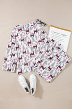 White Christmas Printed Shirt and Pants Pajama Set