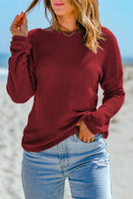 Waffle Knit Drop Shoulder Long Sleeve Top