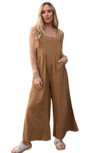 Brown Striped Pleated Wide Leg Pocketed Jumpsuit