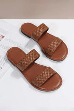 Chestnut Braided Double Band Leathered Flat Slippers