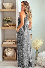 Leopard Print Pocketed Sleeveless Maxi Dress